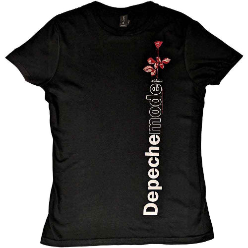 Depeche Mode Violator T-Shirt for Ladies with Side Rose Design in Black - LaserLoom