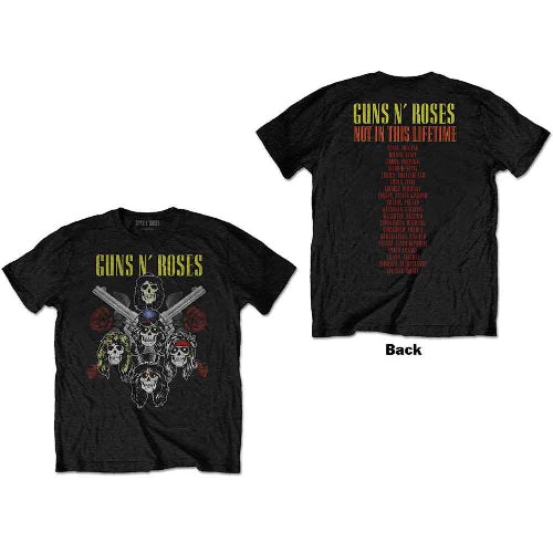 Guns N' Roses T-Shirt: Pistols & Roses Design in Black for Unisex - LaserLoom