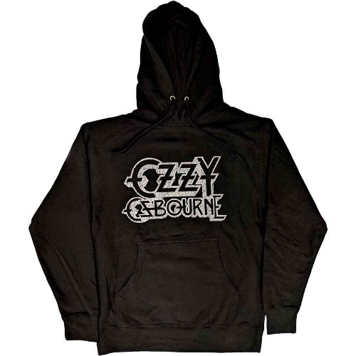 Ozzy Osbourne Vintage Hoodie Unisex Pullover in Black with Classic Logo - LaserLoom