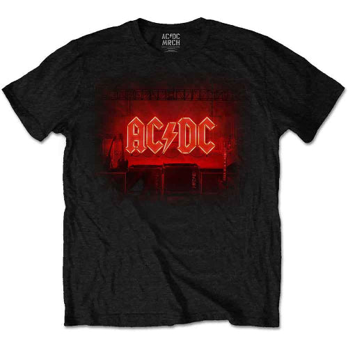 AC/DC Unisex T-Shirt - Dark Stage/Track List Design in Black - LaserLoom