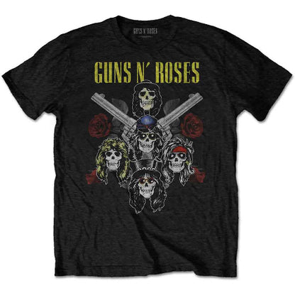 Guns N' Roses T-Shirt: Pistols & Roses Design in Black for Unisex - LaserLoom