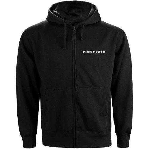 Pink Floyd Ladies Zipped Hoodie with Circle Logo in Black - Back Print Design - LaserLoom