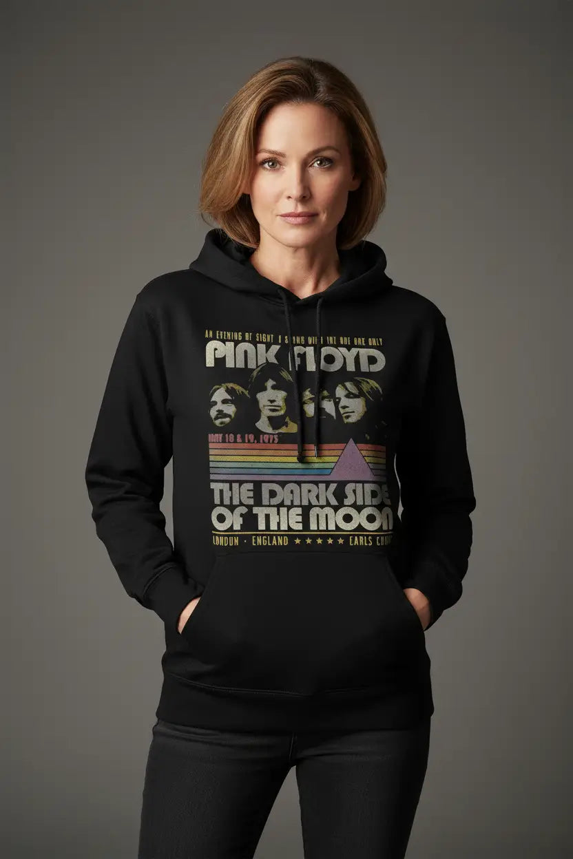 Pink Floyd retro stripe vintage black pullover hoodie