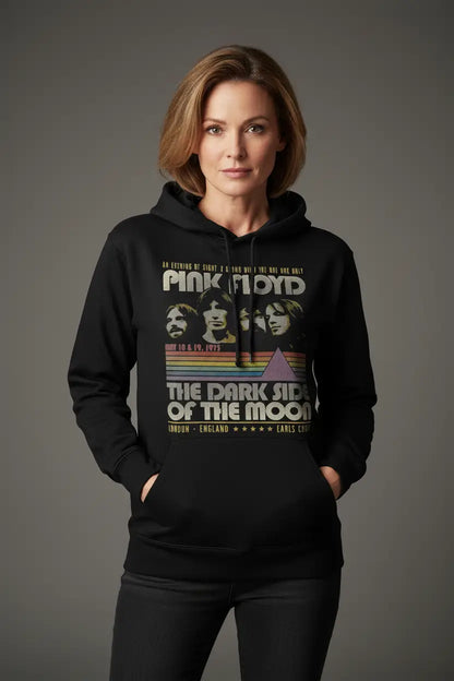 Pink Floyd retro stripe vintage black pullover hoodie