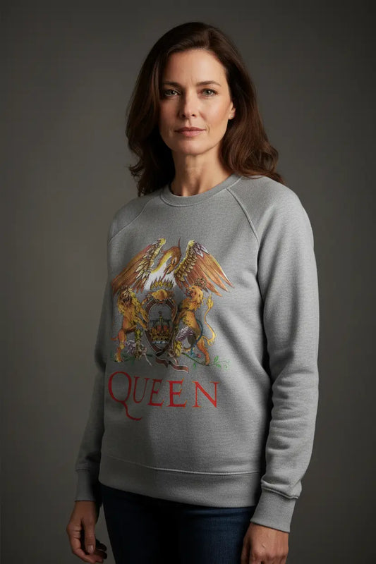 Queen classic crest vintage grey sweatshirt