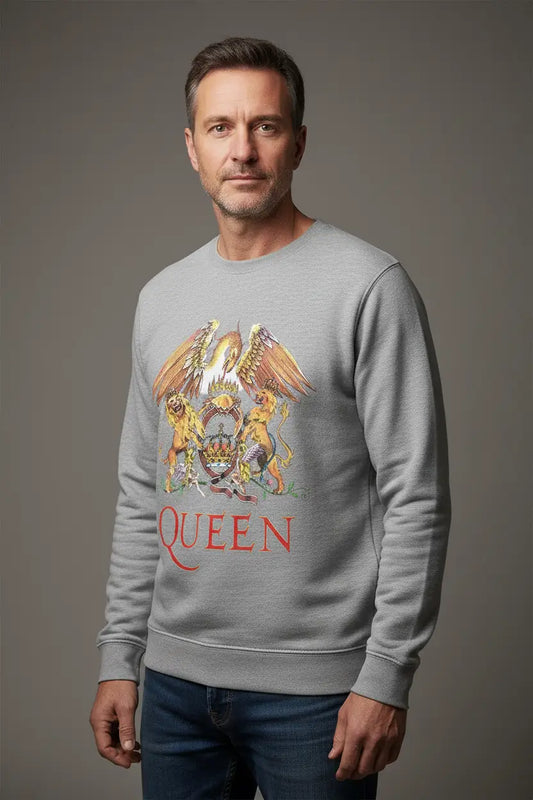 Queen classic crest vintage grey sweatshirt