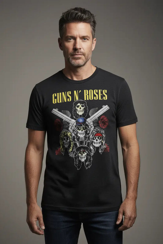 Guns N Roses pistols and roses vintage black t-shirt