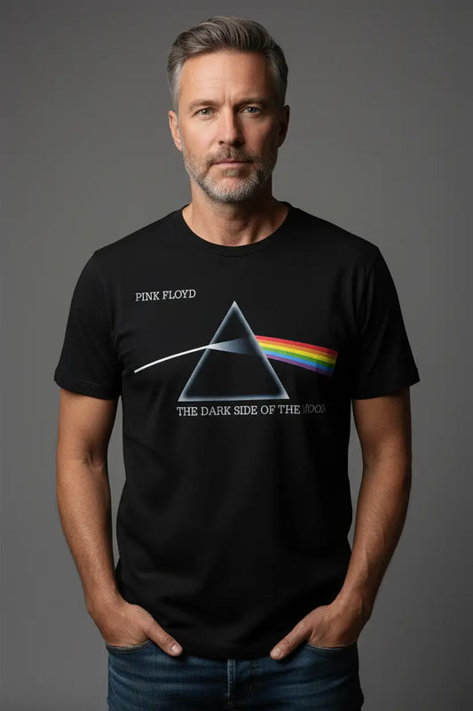 Pink Floyd Dark Side of the Moon vintage courier design black t-shirt