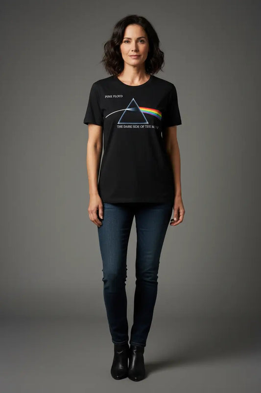 Pink Floyd Dark Side of the Moon vintage courier design black t-shirt
