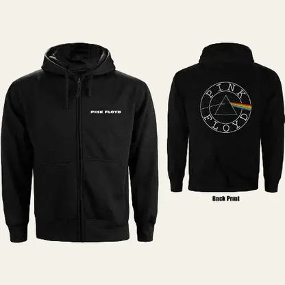 Pink Floyd vintage circle logo black zip hoodie for women