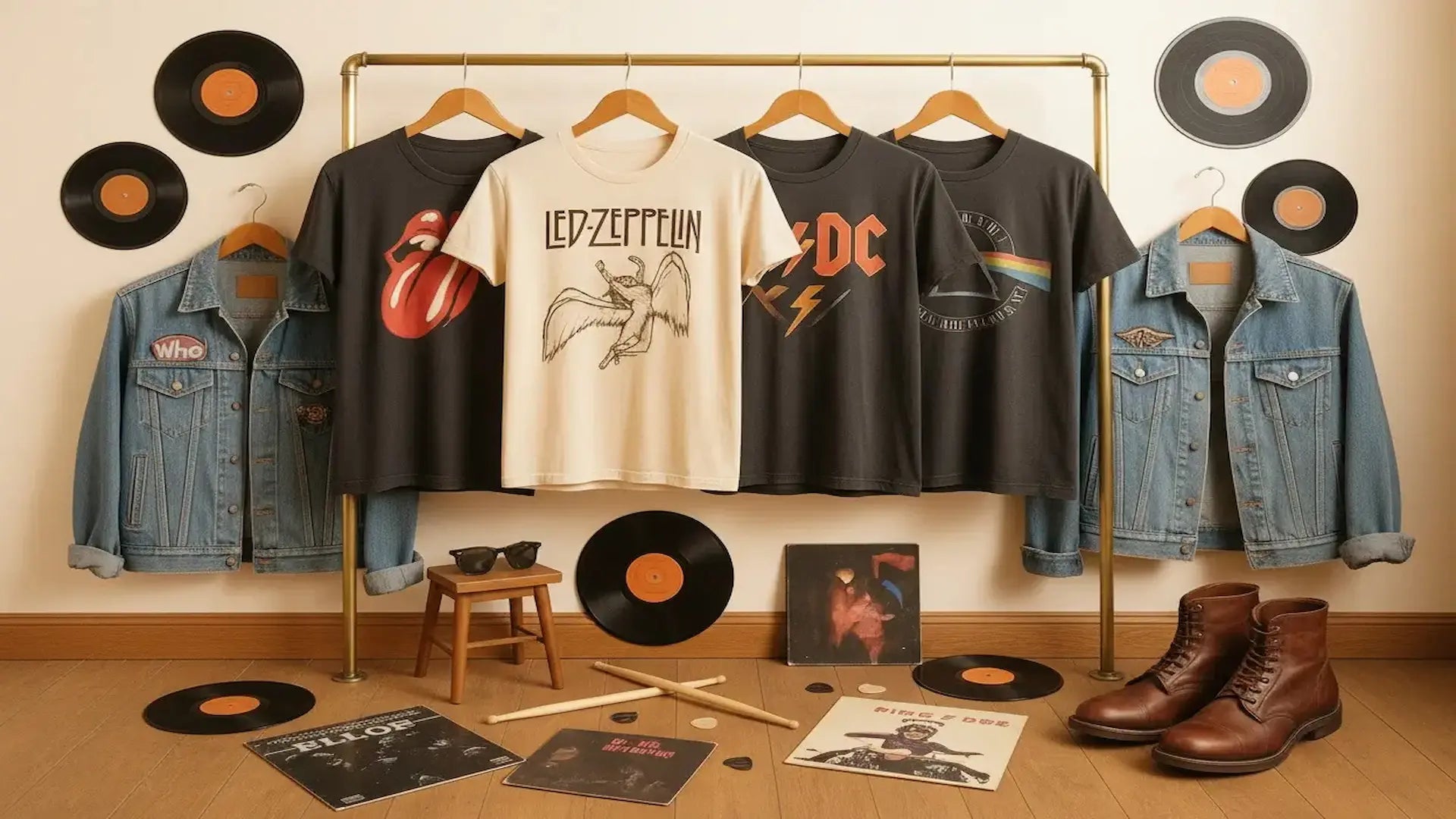 Official vintage rock band merchandise including t-shirts and hoodies